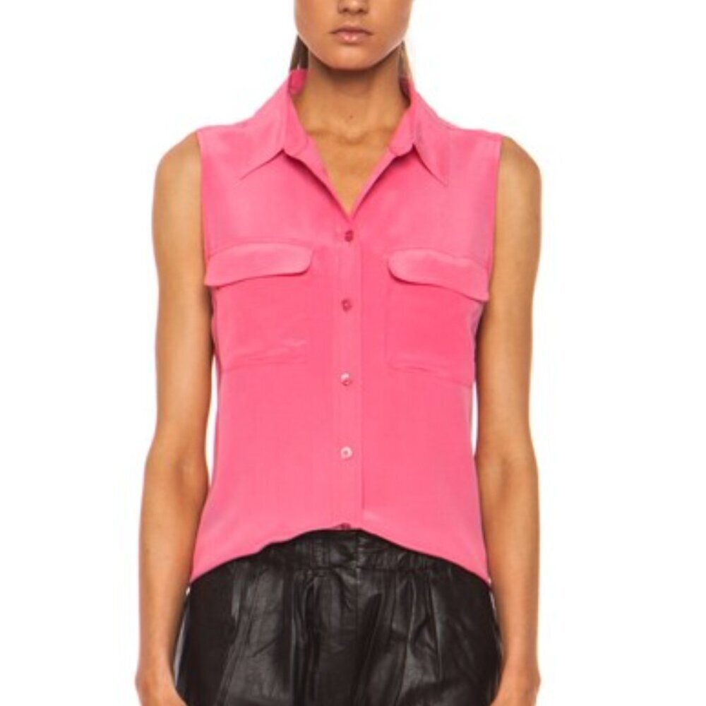 Equipment XS 100% silk sleeveless fuchsia blouse